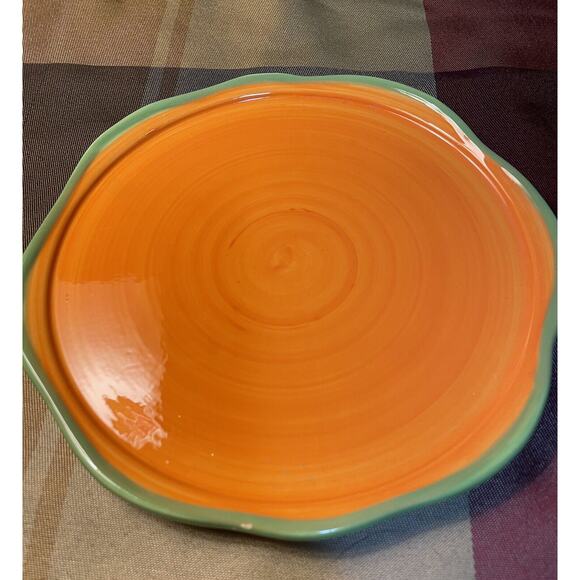 Halloween Ceramic Black & Orange Skeleton Hand Covered Serving Plate, Read All - Picture 9 of 10